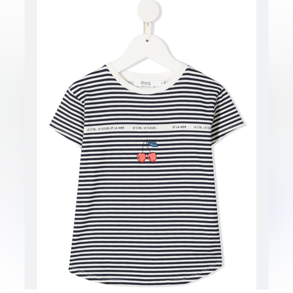 Bonpoint Striped Kids T-Shirt With Cherry Design